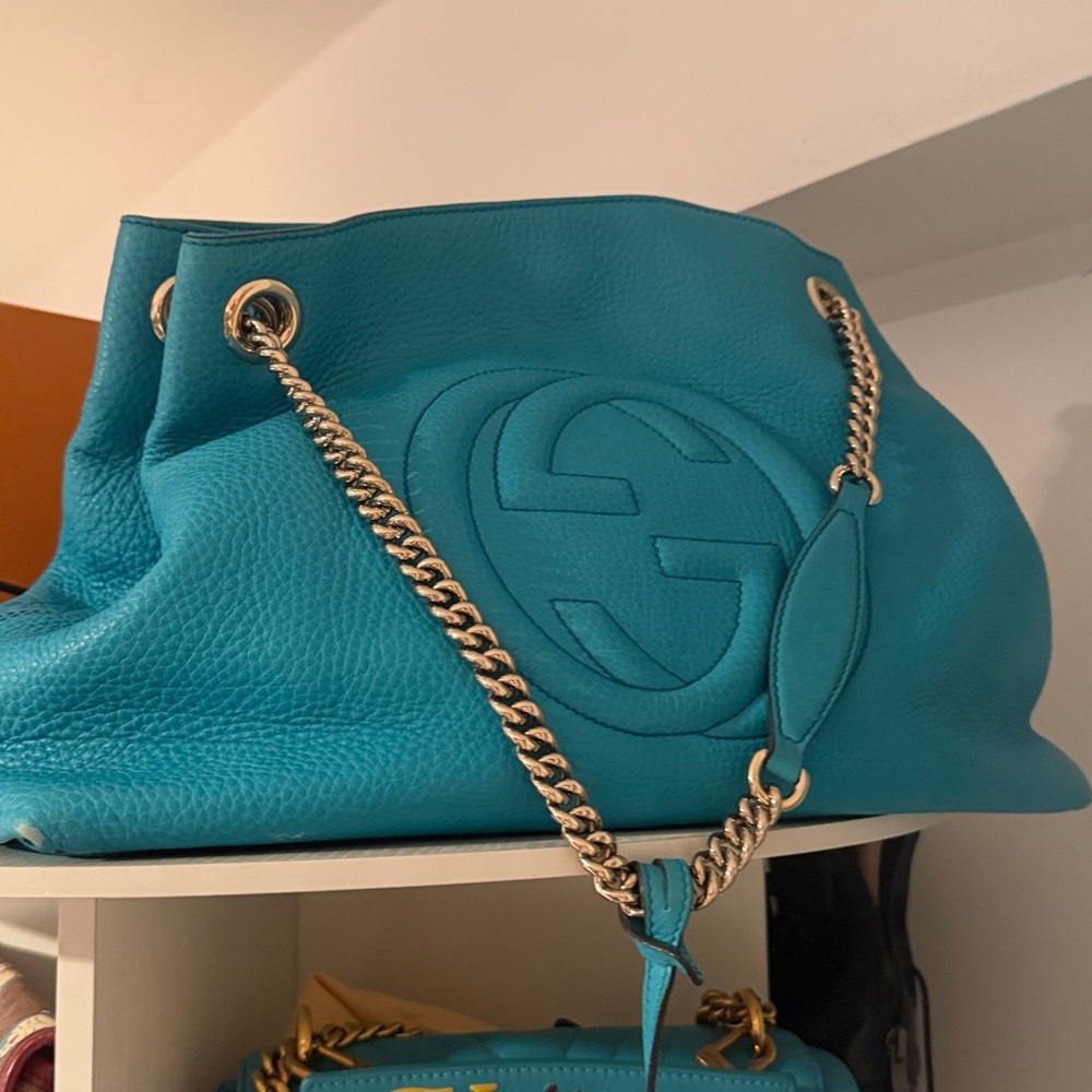 Gucci Turquoise Leather Shoulder Bag